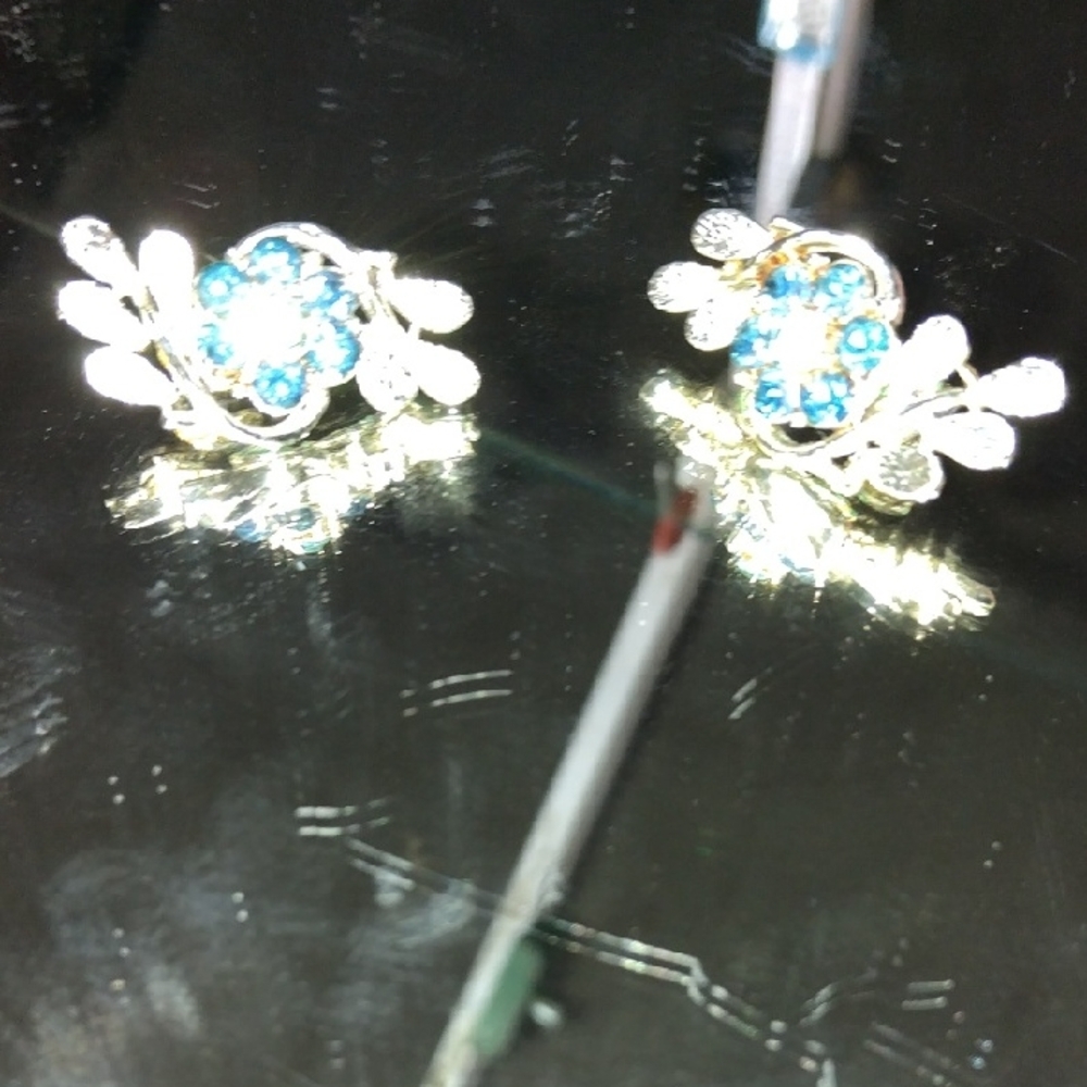 Dazzling Silver and Blue Crystal Earrings